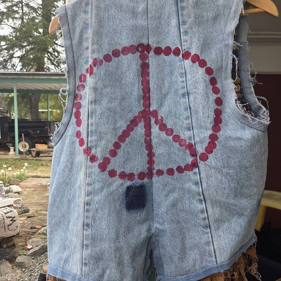 Unique Denim Patchwork Vest with Fringe - Picture 5 of 5